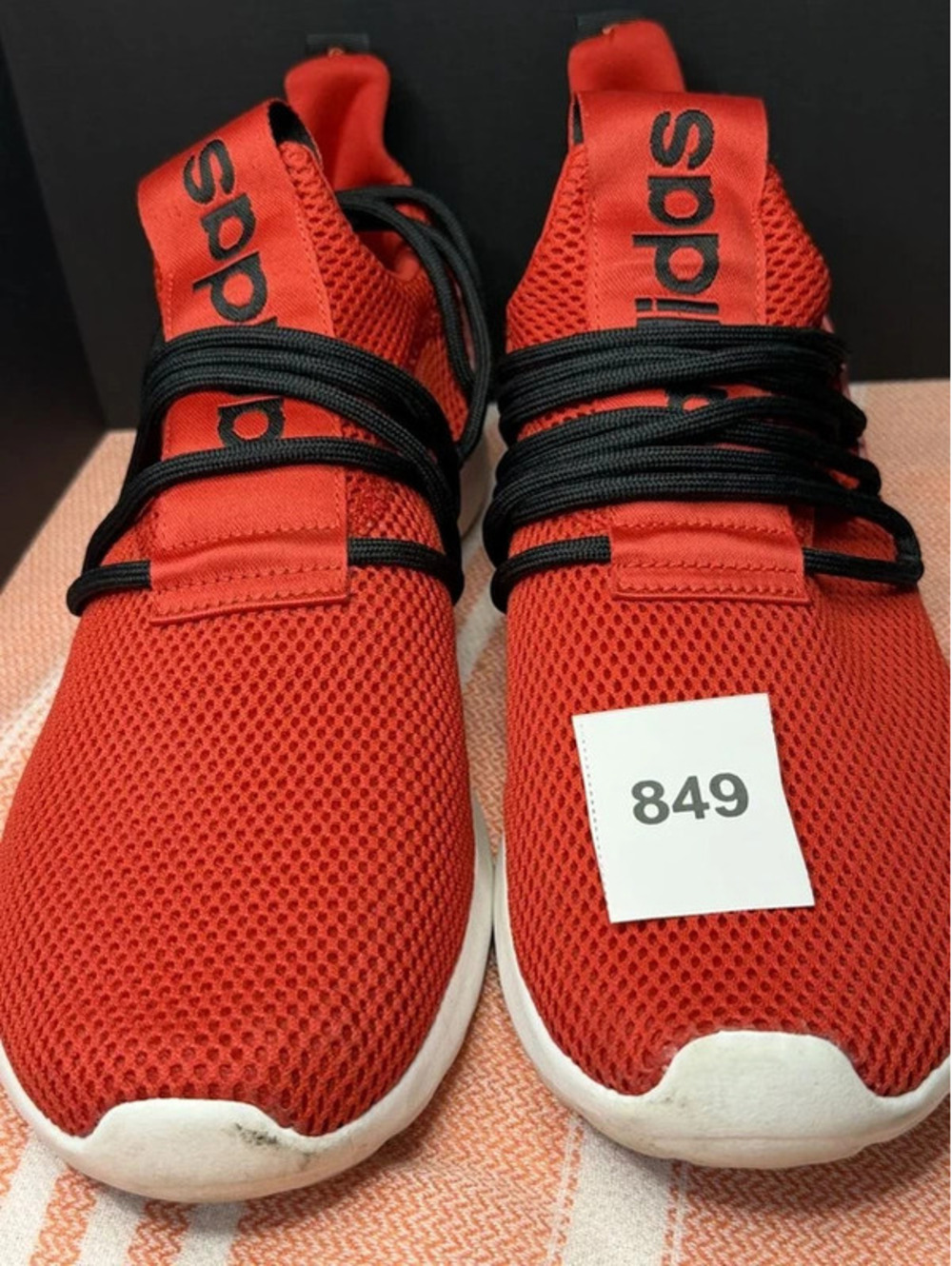 #849 Adidas Cloud foam Comfort Red Black Sneakers - Men's Size 12 - Picture 7 of 8